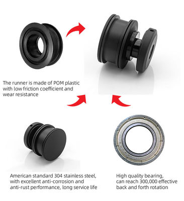48mm ホール ゴールド シャワー ローラー 重口 スライディング ガラス ハードウェア システム キット アメリカンスタイル