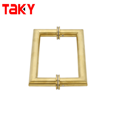 メタル丸いチューブ正方形 メインガラスドア ゴールドプルハンドル