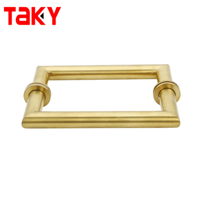 メタル丸いチューブ正方形 メインガラスドア ゴールドプルハンドル