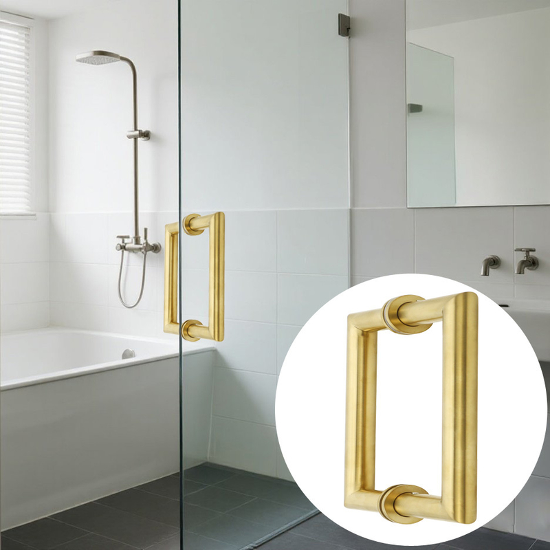 メタル丸いチューブ正方形 メインガラスドア ゴールドプルハンドル