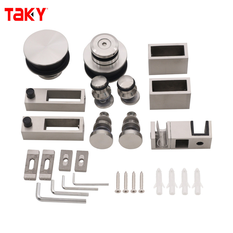 ホットセラーフレームレスシャワールームアクセサリーフィッティングスライドガラスドアシステムキット