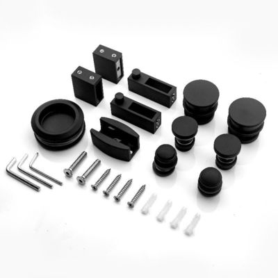 お買い得 スライディングドア・トラック 納屋用 シャワー用 ハードウェア用 アクセサリー ガラス ステンレス ブラック オンライン