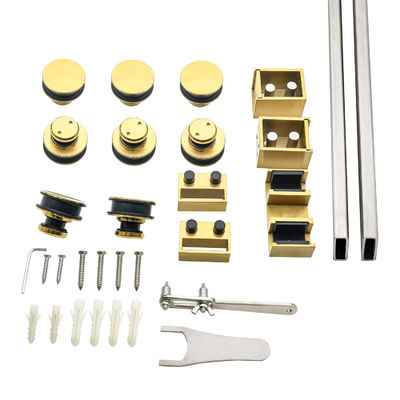 お買い得 二重ドアステンレス鋼304 ガラスのスライドドドア 丸いトレイ形のローラーハードウェア オンライン