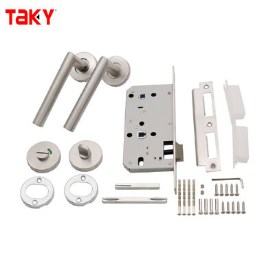 サテンニッケル完成シャワーガラスドアハンドル 304ステンレス鋼管式ハンドルロックセットとCレベルロックコア