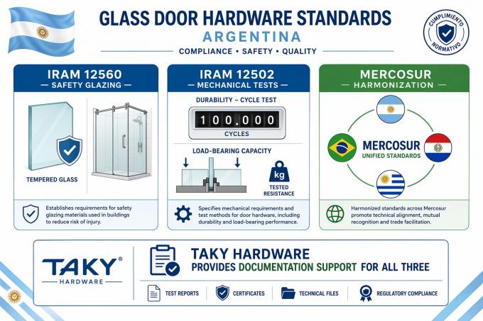 IRAM 12560 and IRAM 12502 standards — Argentina glass door hardware compliance